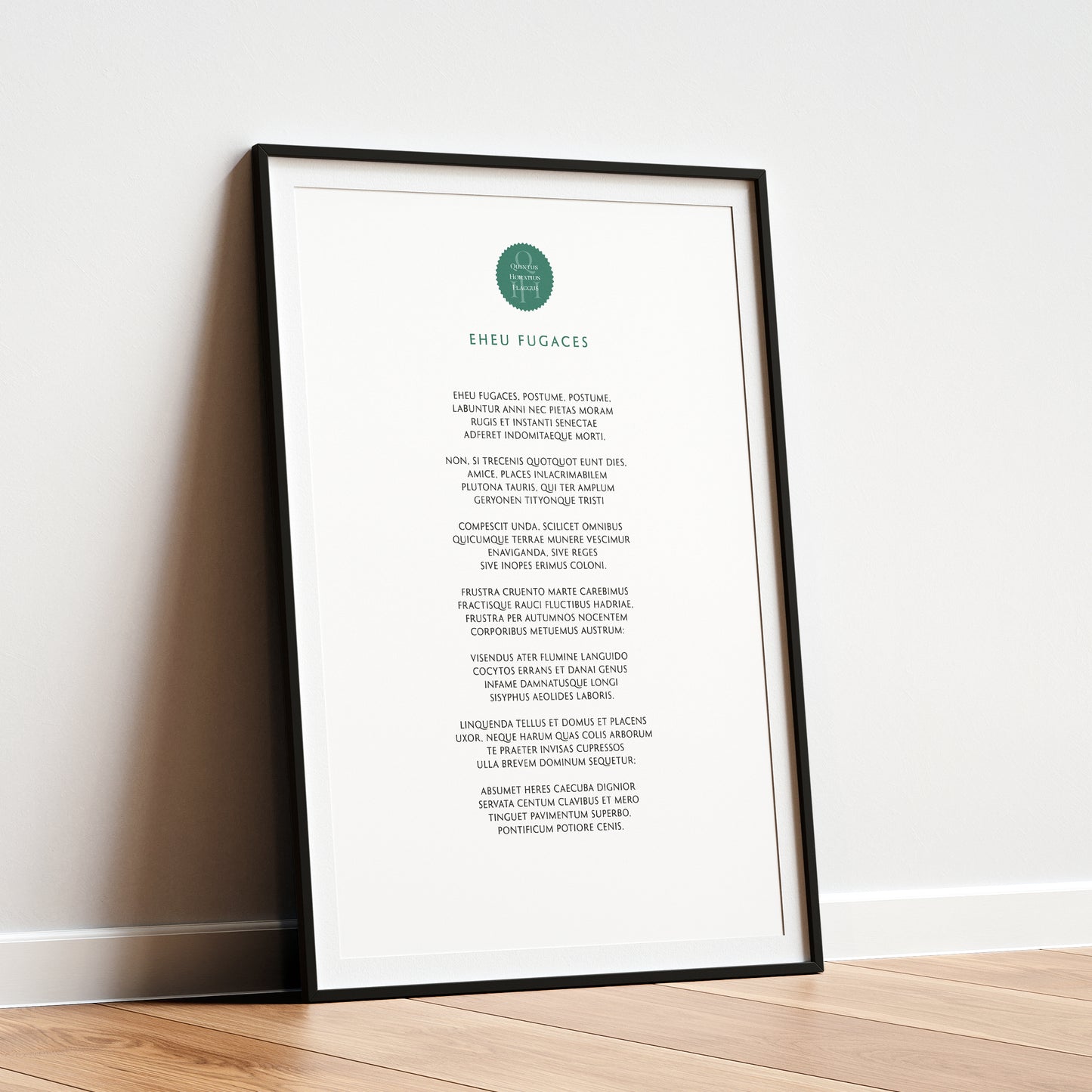 Horace | Ode 2.14 | Eheu Fugaces | Print