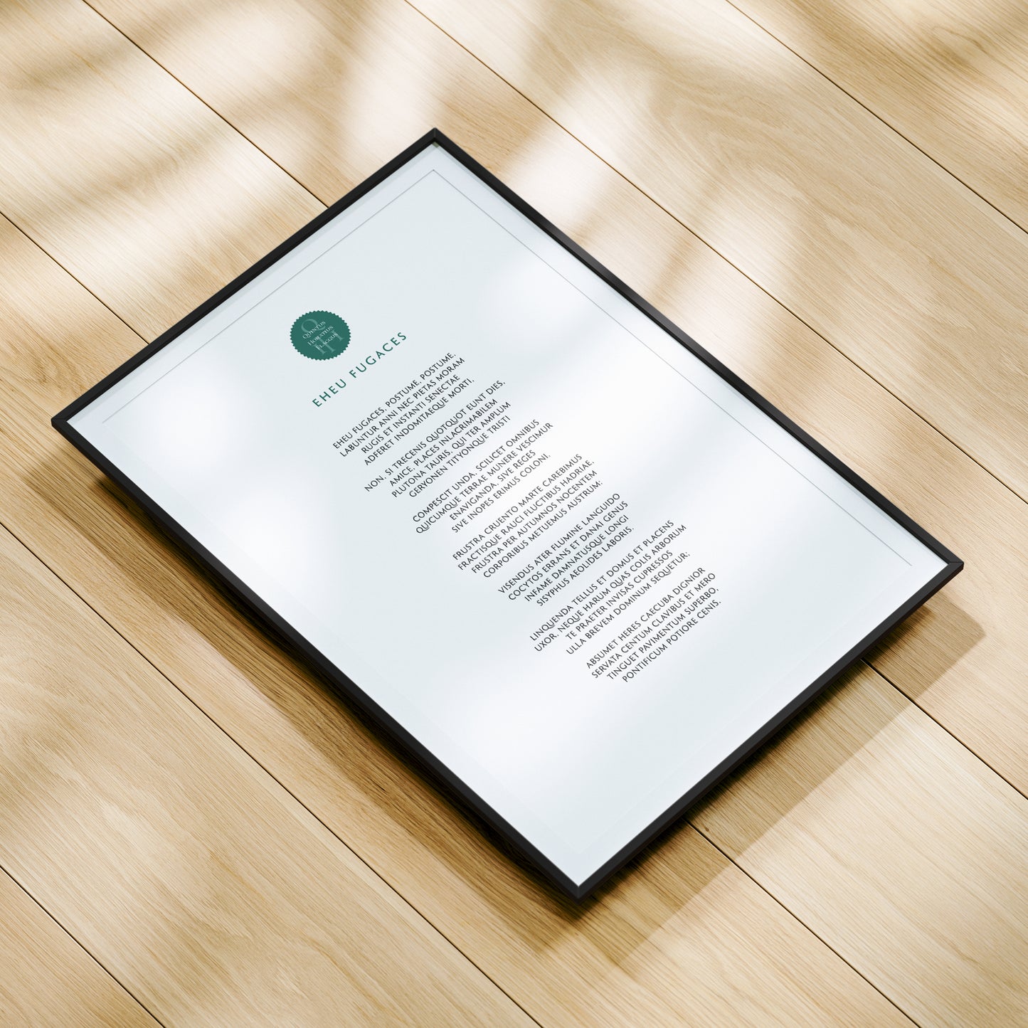Horace | Ode 2.14 | Eheu Fugaces | Print