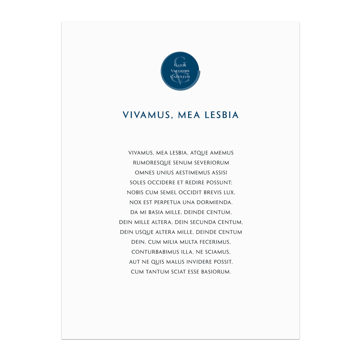 Catullus | 5 | Vivamus, mea Lesbia | Print