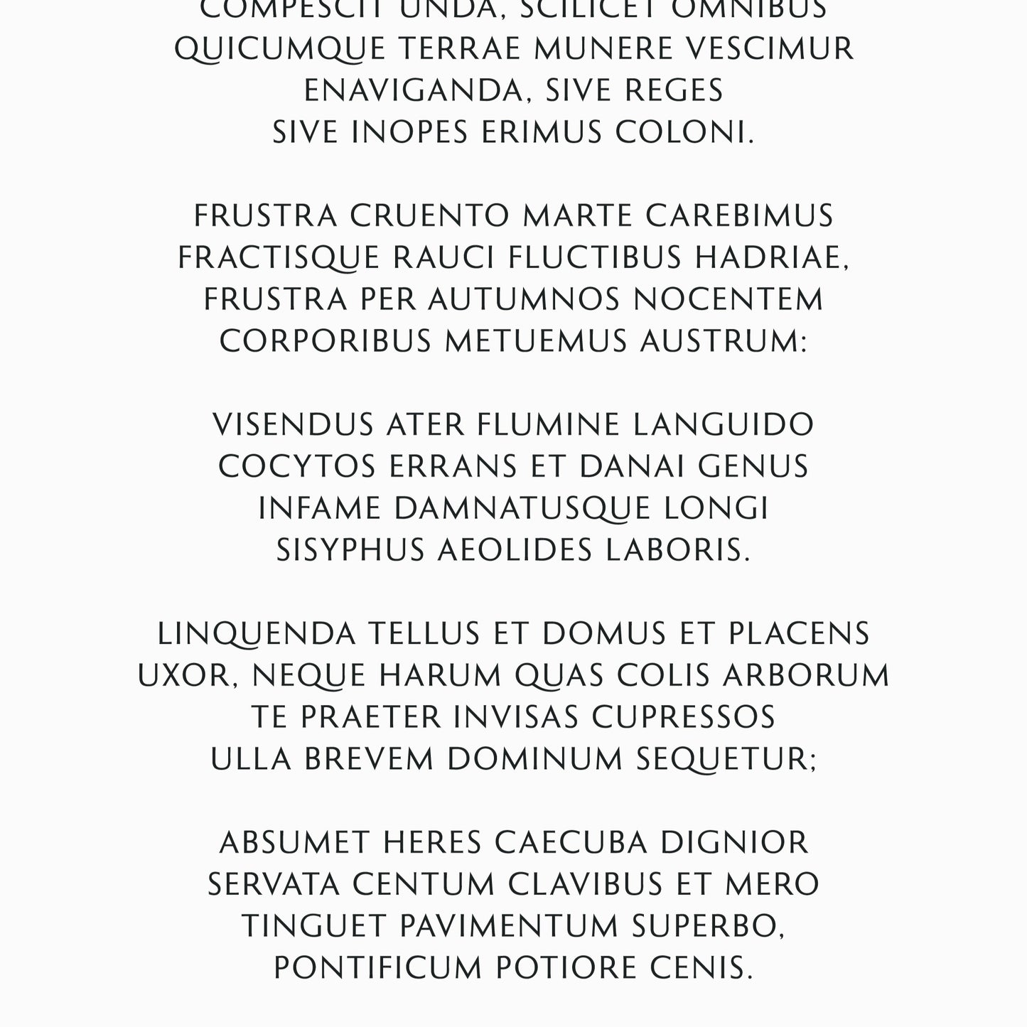 Horace | Ode 2.14 | Eheu Fugaces | Print