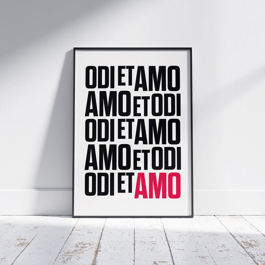 Catullus | I hate and I love | Fractured type | Art print